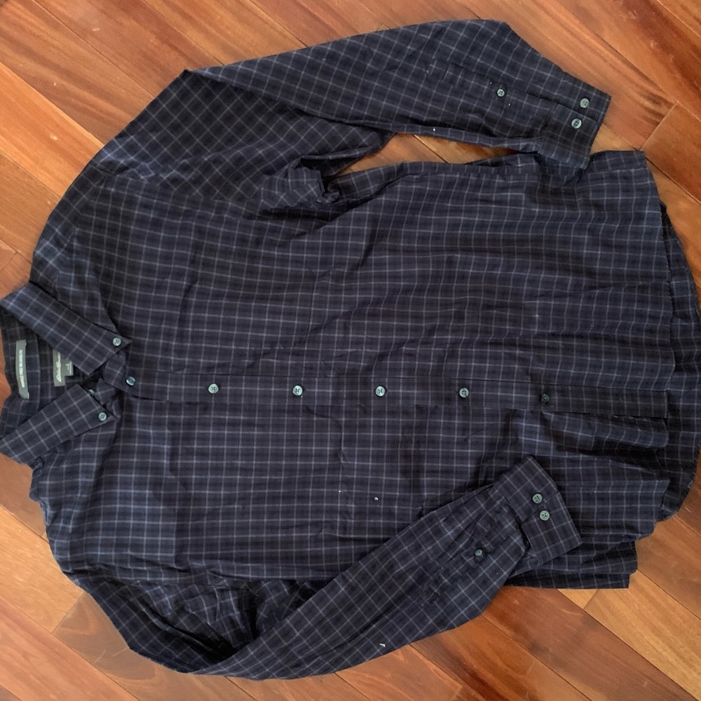 Purple and black plaid button down